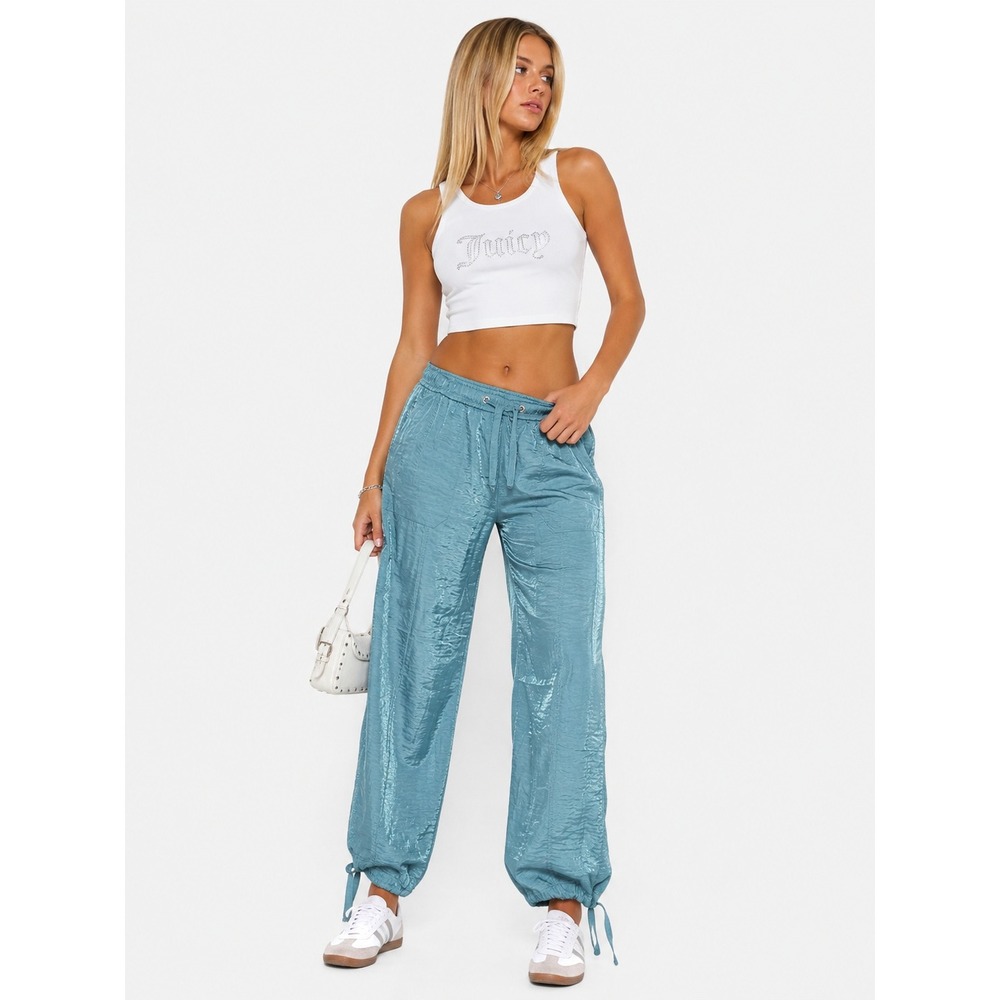 DKNY Blue Shimmer Cargo Jogger Pants Relaxed Fit Size L NWOT